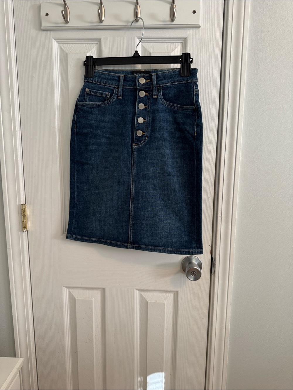 Banana Republic Dark Blue Denim Button-Front Pencil Skirt